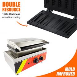 Lolly Stick Waffle Maker 6 pcs | ALDKitchen 110V Commercial Quality, Teflon Coated Non-Stick, Stainless Steel