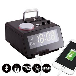 Homtime C12-PRO Alarm Clock, USB Clock with Lightning Connector, 5 Modes To Play Music, Bluetooth Hands free Digital Alarm Clock, 4 Level Dimmable, and Personalized Alarm Ring