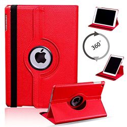 For iPad 4 Case, ANGELLA-M 360 Degree Rotating Stand PU leather Shock Absorption Case Cover for iPad 2 /iPad 3 /iPad 4 Tablet - Red