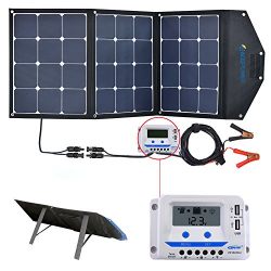 ACOPOWER 120W Portable Solar Panel, 12V Foldable Solar Charger with 10A LCD Charge Controller in Suitcase