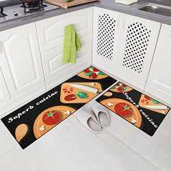 Carvapet 2 Piece Non-Slip Kitchen Mat Doormat Runner Rug Set, Vegetable Design