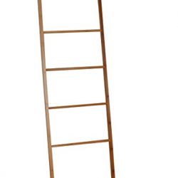 71" Kitchen/Bathroom Bamboo 5-Tier Wall Leaning Ladder for Hanging Towels