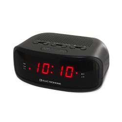 Electrohome Digital AM/FM Clock Radio with Battery Backup, Dual Alarm, Sleep & Snooze Functions, Display Dimming Option (EAAC200)