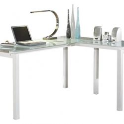 Ashley Furniture Signature Design - Baraga Home Office Desk - Contemporary Style - Glass Top - white
