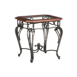 Southern Enterprises Prentice Side End Table, Dark Cherry with Black Finish