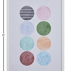 Rivet Patterned Color Circles in White Frame, 18" x 26"