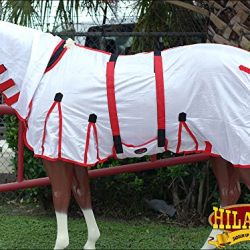 HILASON 75" UV PROTECT MESH HORSE FLY SHEET W/BELLY WRAP & NECK COVER WHITE