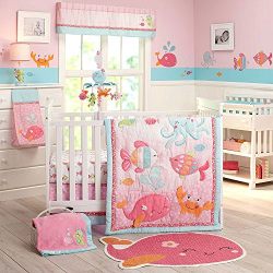 Carter's Sea Collection 4 Piece Crib Set, Pink/Blue/Turquoise