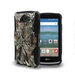 Beyond Cell Optimus Zone 3 Case, K4, VS425, LG Spree Case, Durable High Impact Hard+Soft Hybrid Rugged Case Built in Kickstand&Belt Clip Holster- Autumn Camouflage