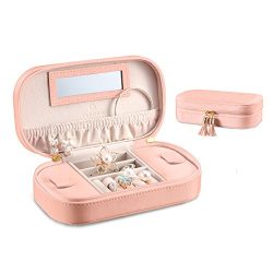Vlando Small Tassels Travel Accessories Jewelry Box/Bag, Gift Box Packing (Pink)
