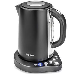 STX Accu-Temp Model STX-AT-EKBL Black Stainless Steel 1.8 Liter (7.6 cups), 1500 Watt, Cordless Electric Kettle Featuring 6 Precise Preset Temperatures and UL Certified Strix Temperature Controller