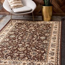 Unique Loom Kashan Collection Brown Area Rug (7' x 10')