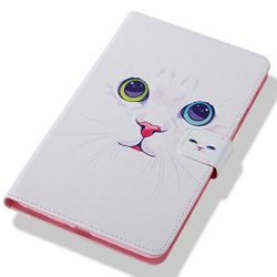 Galaxy Tab A 8.0 2017 Case, Newshine Slim Standing Cover Auto Sleep/Wake Folio Case for 8.0 inch Samsung Galaxy Tab A (2017 Release, T380/ T385), NOT FIT 2015 Tab A 8.0 - White Cat