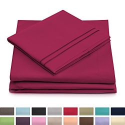 Cosy House Collection Twin Size Bed Sheets - Fuchsia Luxury Sheet Set - Deep Pocket - Super Soft Hotel Bedding - Cool & Wrinkle Free - 1 Fitted, 1 Flat, 1 Pillow Case - Magenta Twin Sheets - 3 Piece
