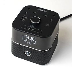 United Kingdom 220v Power - CubieBlue - UK Alarm Clock Charger w/ 2 USB-A Ports, 1 USB-C port and 2 (UK 220v) Charging Alarm Clock with Bluetooth Speaker