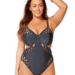 Swimsuitsforall Women's Plus Size GabiFresh x Swimsuits for All Caves Underwire Swimsuit 18 - D/DD Black