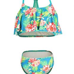 BELLOO Big Girls Flounce Swimsuits Palm Two Piece Bikini Sets