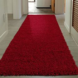 Sweet Home Stores Cozy Shag Collection Red Solid Shag Rug