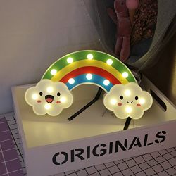 DELICORE Lighted Cute Rainbow Sign - Marquee Rainbow Night Lights - Home Decor Accents for Kids Baby Adults Bedroom ,Living Room Decor