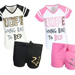 dELiAs Girl's Varisity Pajama Sleepwear Short Set, Going To Bed