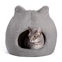 Best Friends by Sheri Meow Hut in Fur, Grey, 19"x19"x21"
