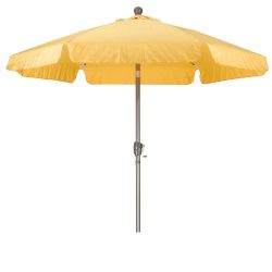 California Umbrella 7.5' Round Aluminum Pole Fiberglass Rib Umbrella, Crank Open, Push Button 3-Way Tilt, Champagne Pole, Yellow