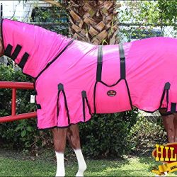 HILASON 84" UV PROTECT MESH HORSE FLY SHEET W/NECK COVER & BELLY WRAP PINK