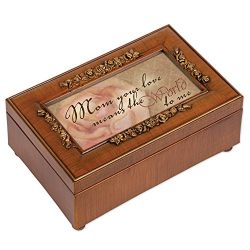 Mom Your Love Wood Finish Rose Jewelry Music Box - Plays Tune Wind Beneath My Wings