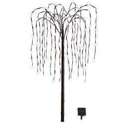 Collections Etc Outdoor Decorations Artificial Willow Tree with Solar Powered Lights