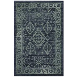 Maples Rugs Kitchen Rugs, [Made in USA][Georgina] 2'6 x 3'10 Non Slip Padded Small Area Rugs for Living Room, Bedroom, and Entryway - Navy Blue/Green