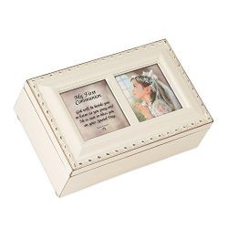 Cottage Garden First Communion Girl Petite Ivory Rosary Music Box Plays Tune Ave Maria
