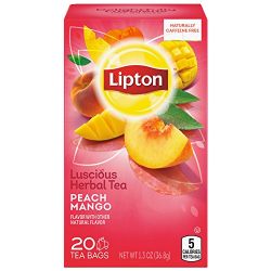 Lipton Herbal Tea Bags, Peach Mango, 20 Count (Pack of 6)
