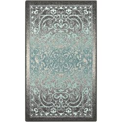 Maples Rugs Kitchen Rugs, [Made in USA][Pelham] 2'6 x 3'10 Non Slip Padded Small Area Rugs for Living Room, Bedroom, and Entryway - Grey/Blue