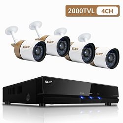 ELEC Security Camera System, 4 Channel AHD 1080N 2000TVL CCTV Surveillance DVR Cameras with 4 Weatherproof 1.3MP Bullet Cameras (IR-Cut, Night Vision, NO Hard Drive)