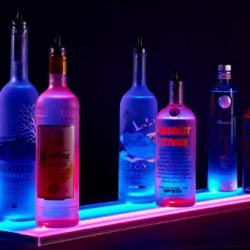4' 6" LED Lighted Double Wide Liquor Shelves Bottle Display, Liquor Bottle Shelf , 54 Inches Long Display with Remote Control