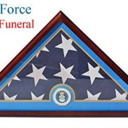 Flag Display Case Stand for American Air Force USAF Veteran Burial Flag 5 X 9- Mahogany Finish