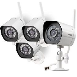 Zmodo Wireless Security Camera System (4 pack) Smart HD Outdoor WiFi IP Cameras with Night Vision