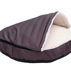 HappyCare Textiles Durable oxford to Sherpa Pet Cave and Round Pet Bed , 25", with removable top and insert