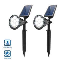 Solar Lights,2-in-1 Waterproof 7 LED Outdoor Solar Spotlight Adjustable Wall Light Security Landscape Lighting In-Ground Lights Auto On/Off for Patio Yard Garden Driveway Pathway Pool