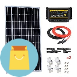 Giosolar 200W 12V Solar Panel Starter Kit: 2pcs 100W Monocrystalline