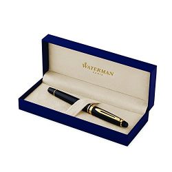 Waterman Expert Black with Golden Trim, Rollerball Pen with Fine Black refill (S0951680)
