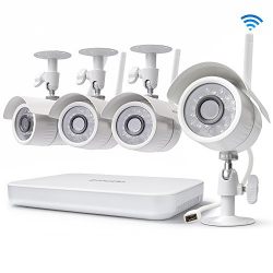 Zmodo 8CH Wireless Security Camera System - 1080P HDMI NVR No Hard Drive, 4 x 720P HD Indoor/Outdoor Wireless Cameras Night Vision - WiFi Easy Installation No Video Cables Needed