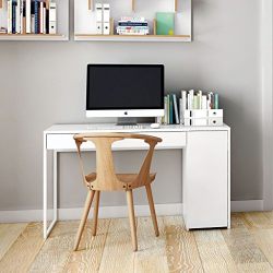 Temahome Prado Home Office Desk, Pure White and White Lacquer