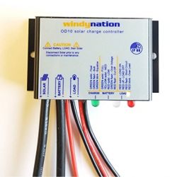 WindyNation Waterproof 10A 12V Solar Charge Controller w/ LED Charging and Load Indicators
