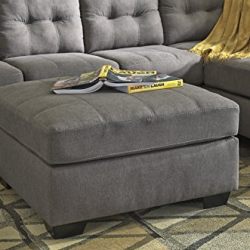 Benchcraft Maier Contemporary Oversized Accent Ottoman - Footrest or Table Alternative - Charcoal Gray