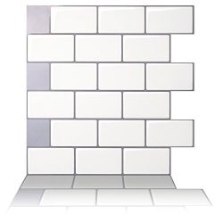 Tic Tac Tiles Premium Anti Mold Peel and Stick Wall Tile in Subway Design (12"x12" 5 sheets, Mono White)