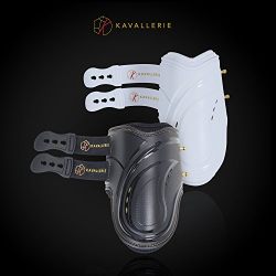 Kavallerie Pro-K 3D Air-Mesh Fetlock Boots, Impact and Injury Protection, Anti-Slip and Anti-Spin Design, Breathable, Flexible and Non-Restrictive Show Jumping Boots-L-White