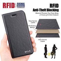 Galaxy S9 Plus Case,BELK RFID Protection[Simple Retro Style]Handmade Soft Leather Flip Folio Slim Wallet Cover Case[Magnetic Closure][Card Slot][TPU Bumper][Kickstand]For Samsung Galaxy S9 Plus
