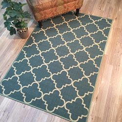 Maxy Home Hamam Moraccan Trellis Sage Green 5 ft. x 6 ft. 6 in. Rubber Backed Area Rug