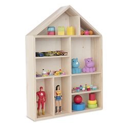 WALLNITURE House Shape Wooden Shadow Cubby Box Storage Natural Set of 2